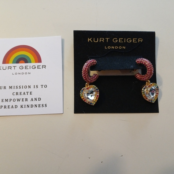 SOLD DO NOT BUY KurtGeiger NWT Rainbow Heart Hoop Earrings With Dustbag - Picture 3 of 6